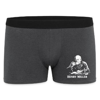 Henry Miller Café Reader - Men's Boxer Shorts - charcoal grey - Front