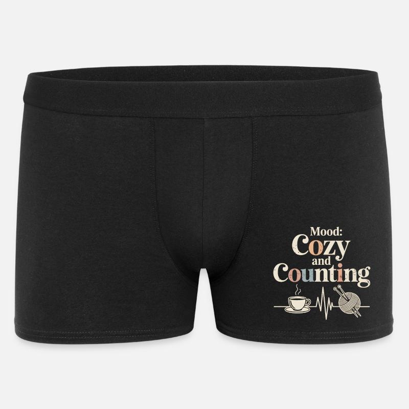 Gemütlich zählen | Stricken Kaffee Wolle - Männer Boxer Shorts - Schwarz