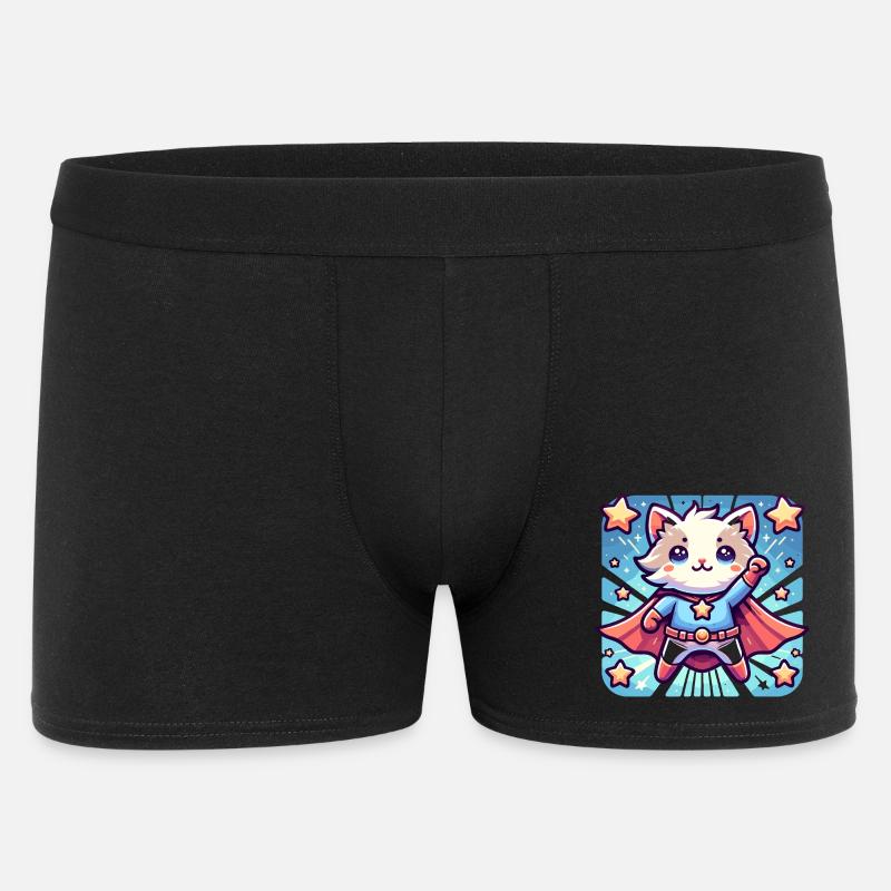 Kuschliger Katzen Superheld Kätzchen  - Männer Boxer Shorts - Schwarz