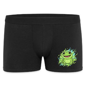 Fröhlicher Frosch Splash Cartoon - Männer Boxer Shorts - Schwarz - Vorne
