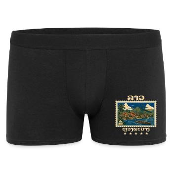 Laos Luang Prabang Marque de voyage vintage - Boxer Homme - noir - Devant
