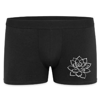 Lotus-Linienkunst auf Schwarz - Männer Boxer Shorts - Schwarz - Vorne