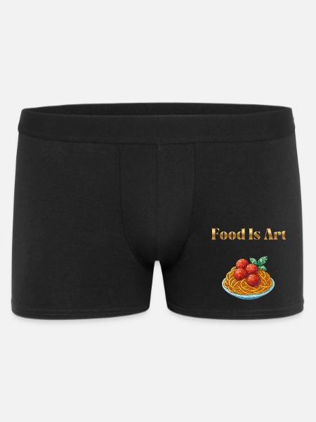 Food Is Art ... Spaghetti mit Fleischbällchen - Männer Boxer Shorts - Schwarz