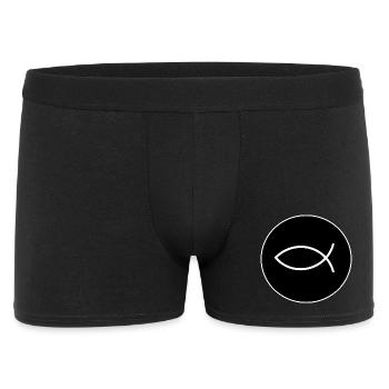Jesusfisch weiß Ichthys Fisch Fische - Männer Boxer Shorts - Schwarz - Vorne