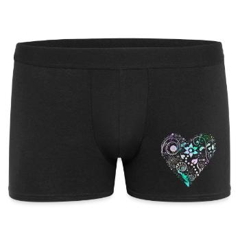 Blumenherz Pastelltraum - Männer Boxer Shorts - Schwarz - Vorne