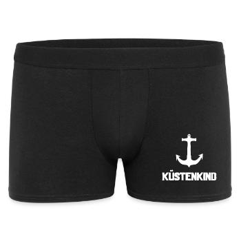 Küstenkind - Anker - Männer Boxer Shorts - Schwarz - Vorne