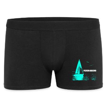Feierabend Segelboot und 2 Möwen - Männer Boxer Shorts - Schwarz - Vorne