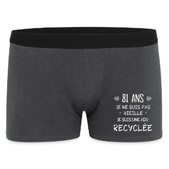 ado recyclée, anniversaire 81 ans, j'ai 81 ans - Boxer Homme - charbon - Devant