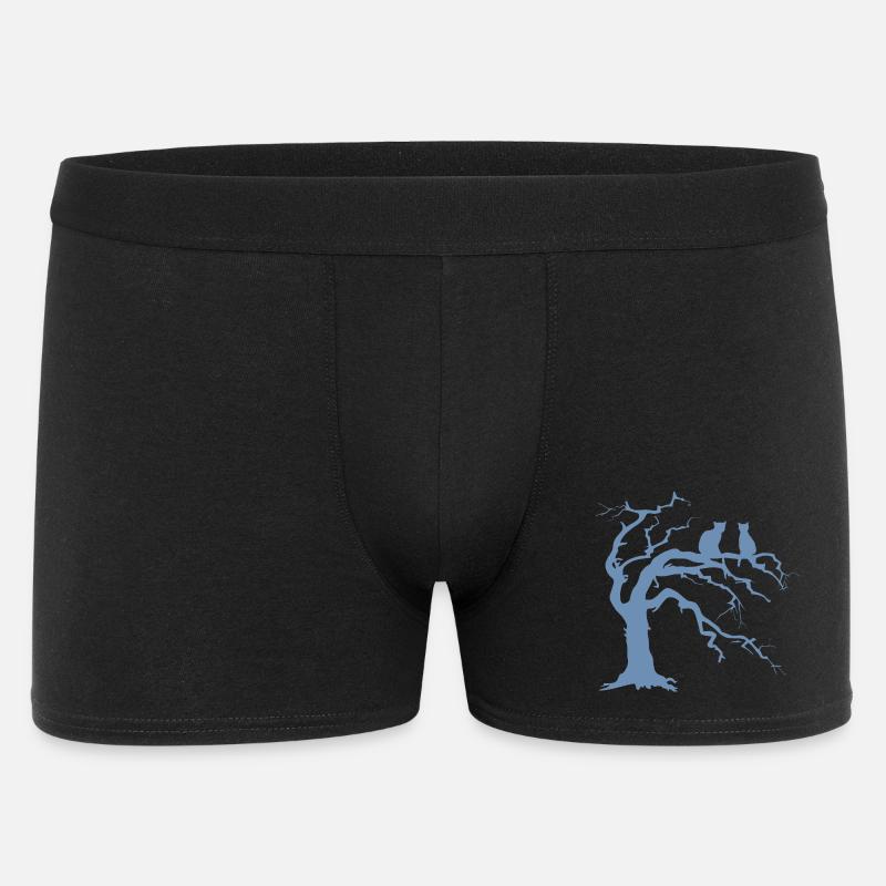 Dead tree with 2 cats silhouette - Men's Boxer Shorts - black