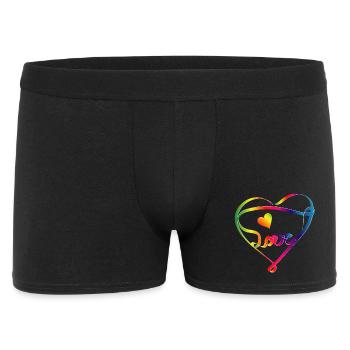 buntes Band in Herz Form und Regenbogen Farben - Männer Boxer Shorts - Schwarz - Vorne