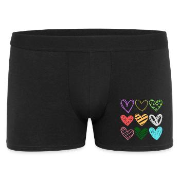 Colorful Doodle Hearts Pattern - Men's Boxer Shorts - black - Front