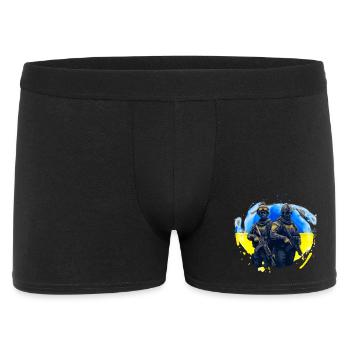 Soldiers in front of Ukraine Flag Freedom Donbass - Men's Boxer Shorts - black - Front