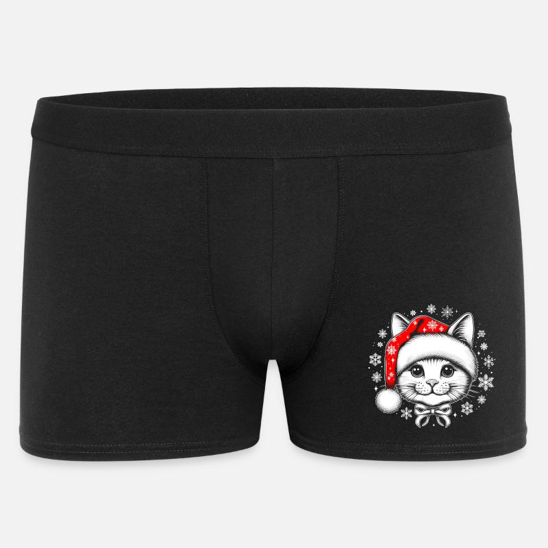 Christmas cat - Männer Boxer Shorts - Schwarz