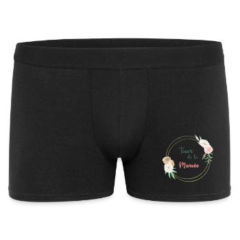 Team de la mariée - frame or et fleurs - Boxer Homme - noir - Devant