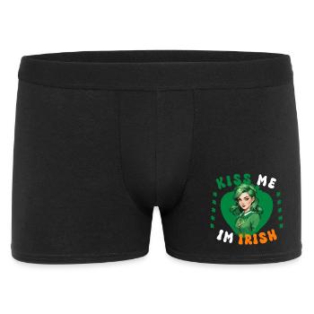 Küss mich, ich bin Irin - Männer Boxer Shorts - Schwarz - Vorne