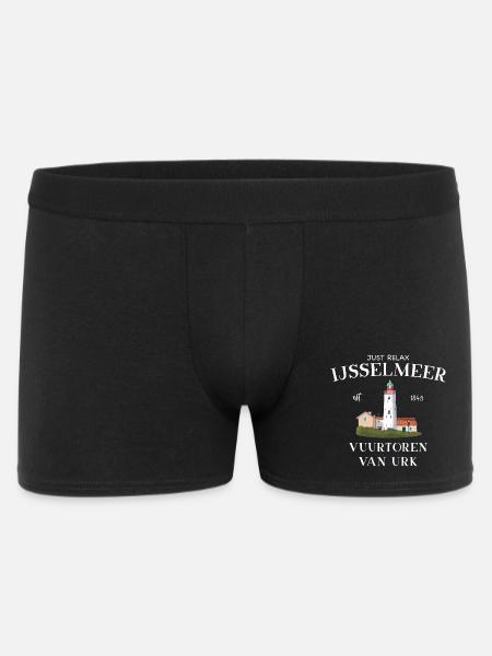 Urk Lighthouse, IJsselmeer Netherlands, Drawing - Men's Boxer Shorts - black