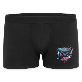 Kassetten Recorder im 80er Neon Graffiti Look - Männer Boxer Shorts - Schwarz - Vorne