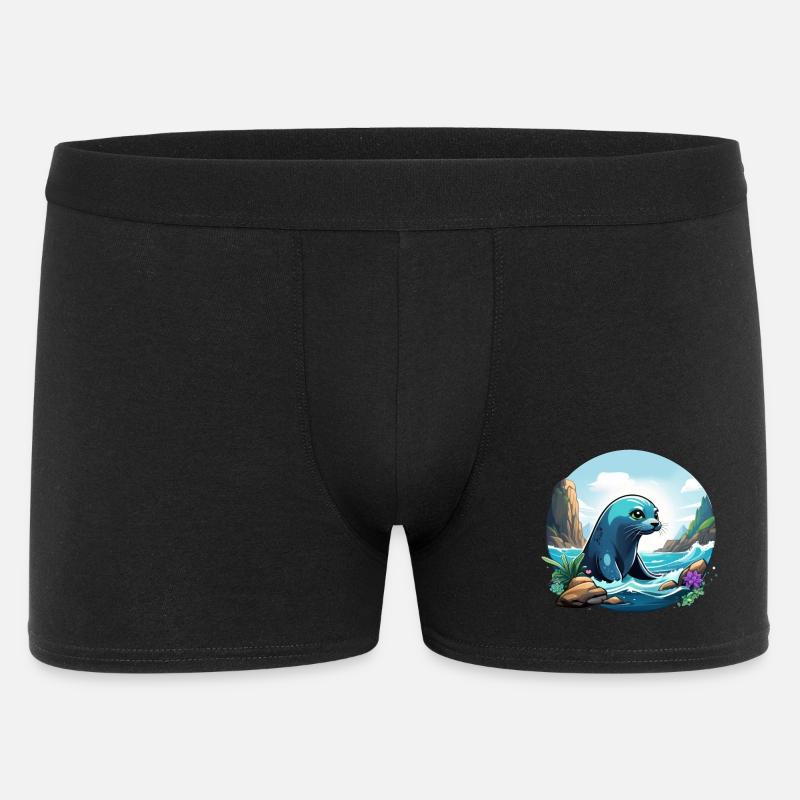 Phoque sur la côte - Boxer Homme - noir