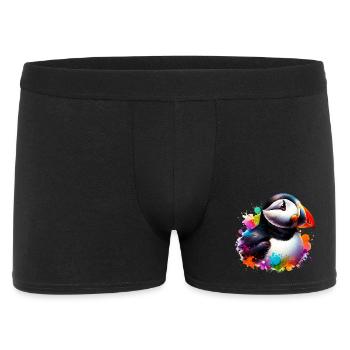 Papageitaucher - Männer Boxer Shorts - Schwarz - Vorne
