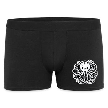 Krake Octopus weiß Sticker - Männer Boxer Shorts - Schwarz - Vorne