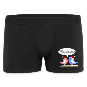 Christmas with funny birds - Men's Boxer Shorts - black - Front