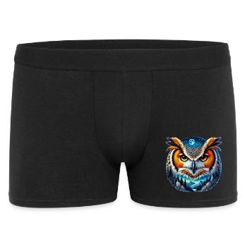 Eule - Männer Boxer Shorts - Schwarz - Vorne