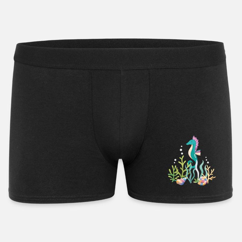 Meeresaquarium Seepferdchen Design - Männer Boxer Shorts - Schwarz