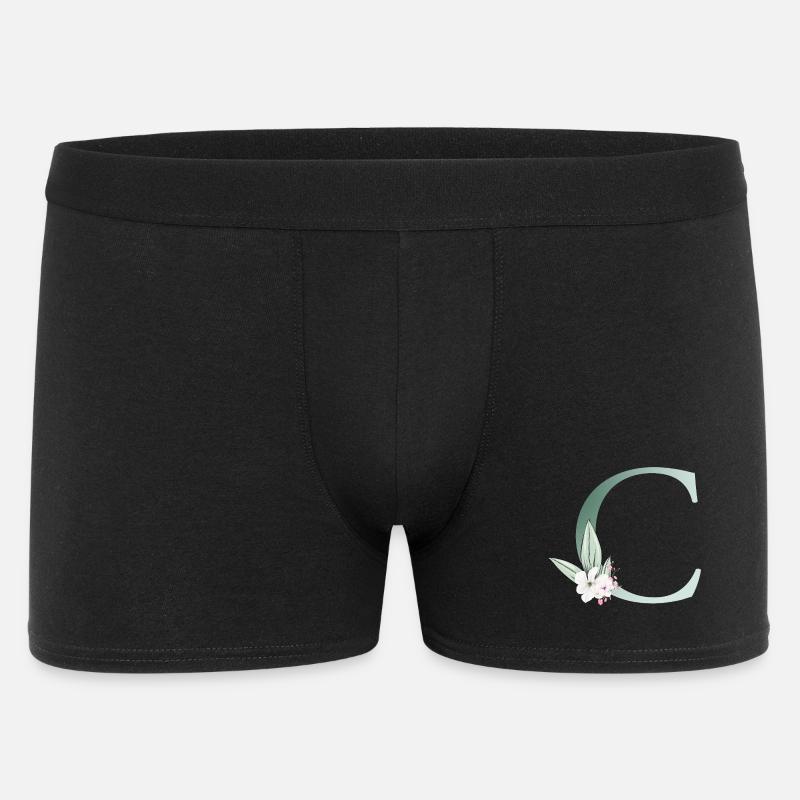 C Monogram, Floral, Customizable - Men's Boxer Shorts - black