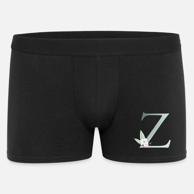 Z Monogramm, Floral, personalisierbar - Männer Boxer Shorts - Schwarz
