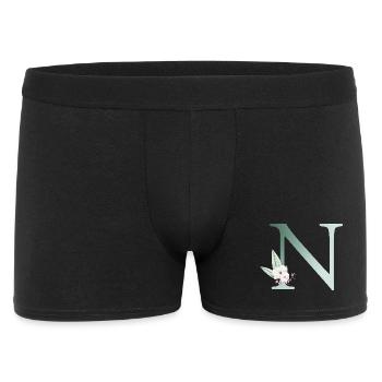 N Monogram, Floral, Personalizable - Men's Boxer Shorts - black - Front