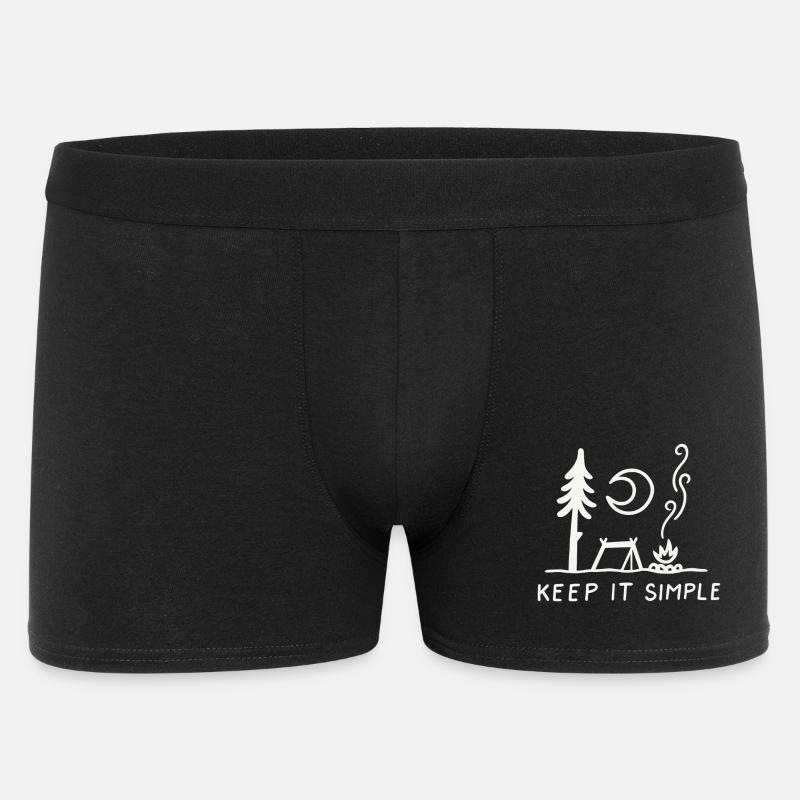 Minimal Camping Skizze: Keep It Simple - Männer Boxer Shorts - Schwarz