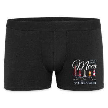 Viel Meer Pilsum, Borkum, Zeichnung Ostfriesland - Männer Boxer Shorts - Schwarz - Vorne