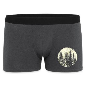 Silhouette de forêt nocturne avec pleine lune - Boxer Homme - charbon - Devant