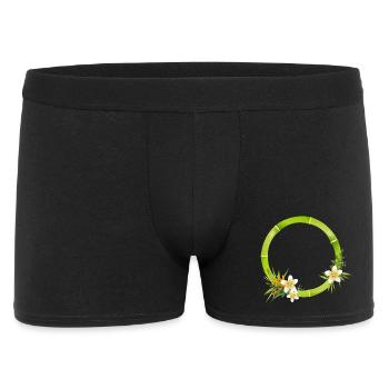 Bamboo frame with tropical leaves & flowers - Men's Boxer Shorts - black - Front