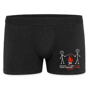 Funny Camping – es macht alles Spaß, bis jemand verliert - Männer Boxer Shorts - Schwarz - Vorne