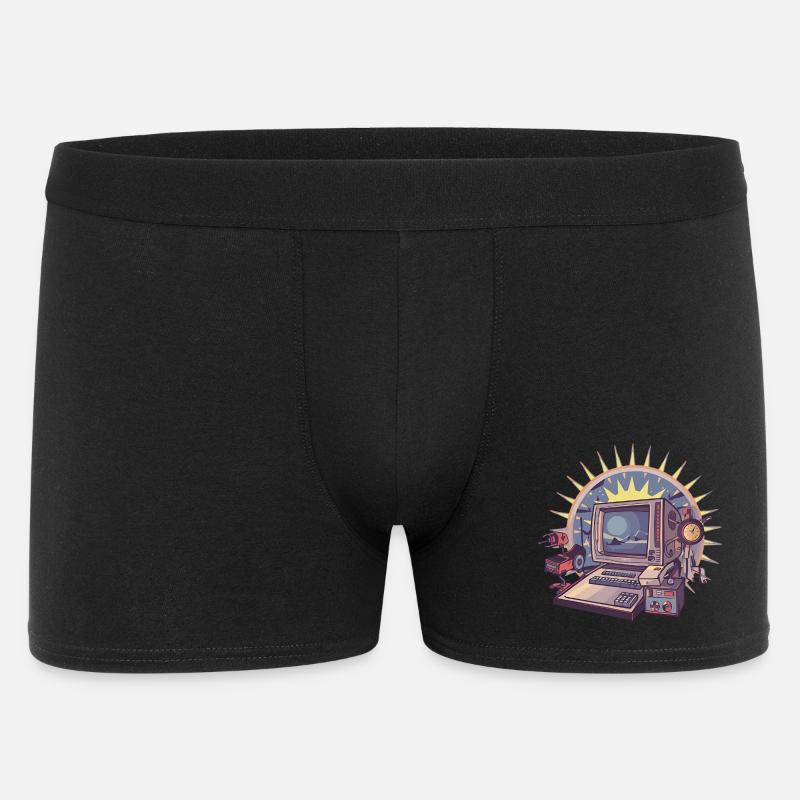 Futuristic computer with retro elements - Men's Boxer Shorts - black