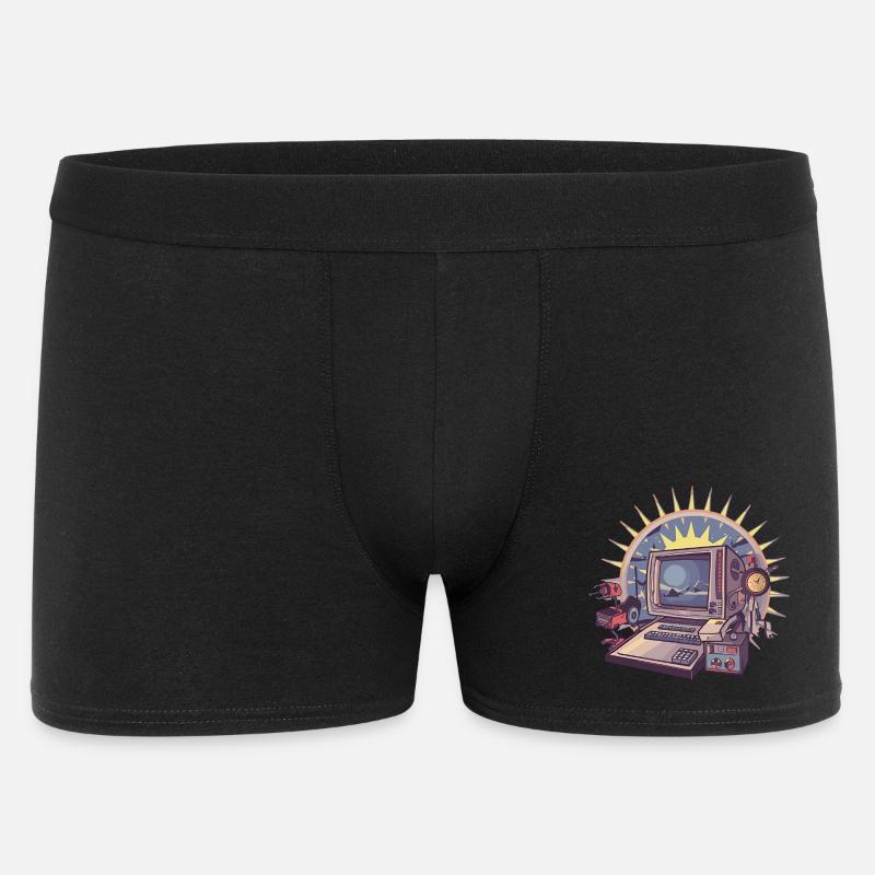 Futuristischer Computer mit Retro-Elementen - Männer Boxer Shorts - Schwarz