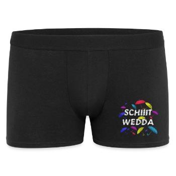 Schiet Wedda: Bunte Regenschirm-Kunst - Männer Boxer Shorts - Schwarz - Vorne