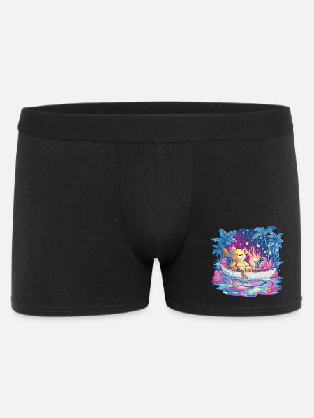Teddy Boat Dream Under Starry Sky - Men's Boxer Shorts - black