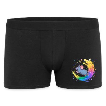 Souris colorée dans un tourbillon de couleurs - Boxer Homme - noir - Devant