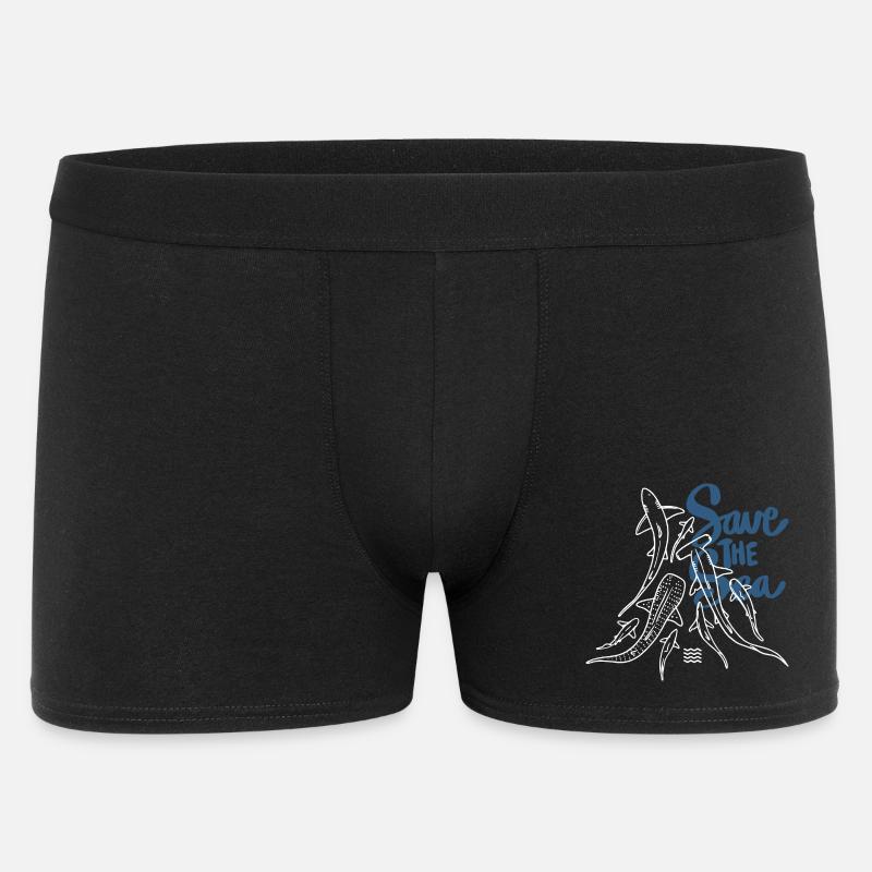 Save The Ocean Line Kunst - Männer Boxer Shorts - Schwarz