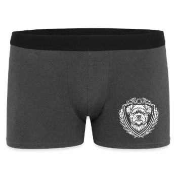 Wappen-Hundekopf im Schild - Männer Boxer Shorts - Anthrazit - Vorne
