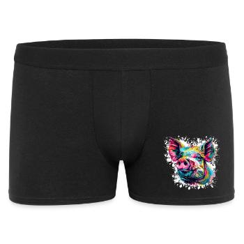 Pop Art Pig Head Color Explosion - Men's Boxer Shorts - black - Front