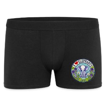 Cercle floral J’adore les éléphants - Boxer Homme - noir - Devant
