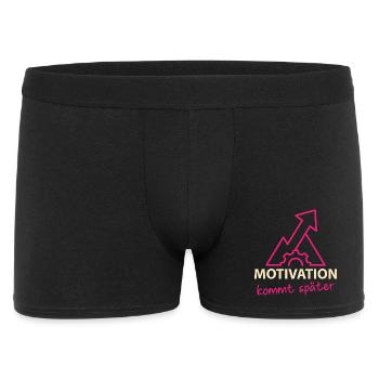 Motivation - kommt später - Männer Boxer Shorts - Schwarz - Vorne