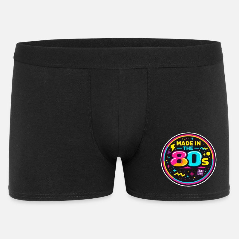 80er Neon Nostalgie Sticker - Männer Boxer Shorts - Schwarz