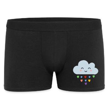 Cute Cloud Rainbow Hearts Kawaii Happy Mood Design - Men's Boxer Shorts - black - Front