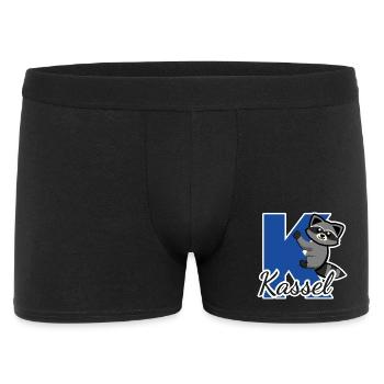 Kassel Waschbär klettert am Buchstaben K - Männer Boxer Shorts - Schwarz - Vorne