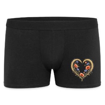 Weizen Herz Mohn Kornblume Blumen Natur Motiv  - Männer Boxer Shorts - Schwarz - Vorne