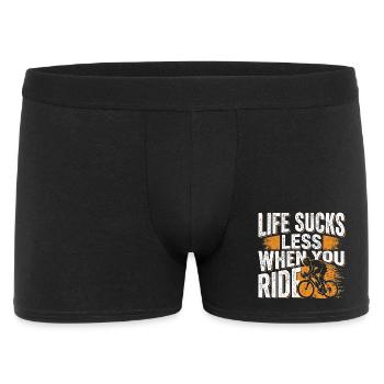 Radsport Spruch Life Sucks Less für Rennradfahrer - Männer Boxer Shorts - Schwarz - Vorne